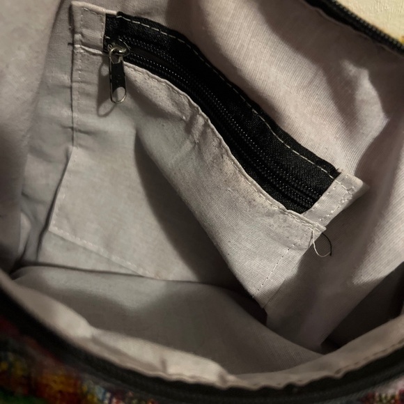 Mexican Shoulder Bag Tote Multi Color Yarn Stitched Blanket Boho Hippie - Picture 9 of 9